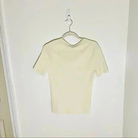 NWT Tory Burch Floral Scarf Short-sleeve Sweater In Classic Ivory - Picture 5 of 8